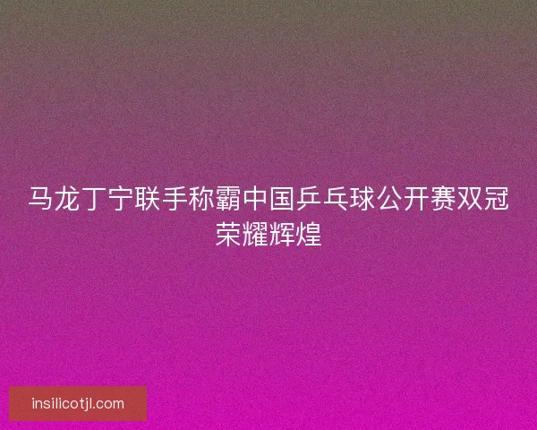 马龙丁宁联手称霸中国乒乓球公开赛双冠荣耀辉煌