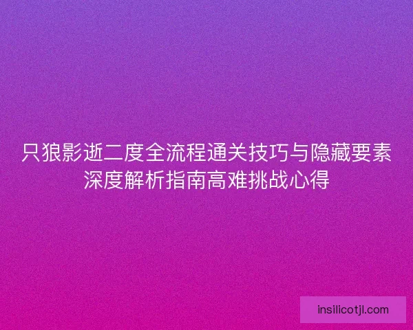 只狼影逝二度全流程通关技巧与隐藏要素深度解析指南高难挑战心得
