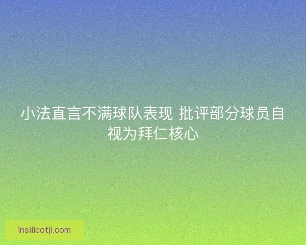 小法直言不满球队表现 批评部分球员自视为拜仁核心 小法直言不满球队表现 批评部分球员自视为拜仁核心