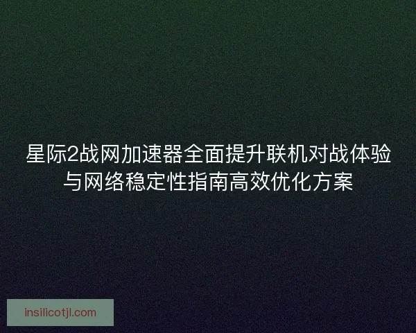 星际2战网加速器全面提升联机对战体验与网络稳定性指南高效优化方案
