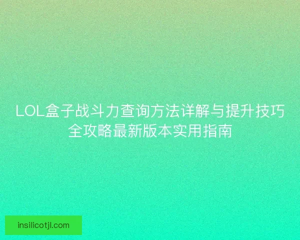 LOL盒子战斗力查询方法详解与提升技巧全攻略最新版本实用指南
